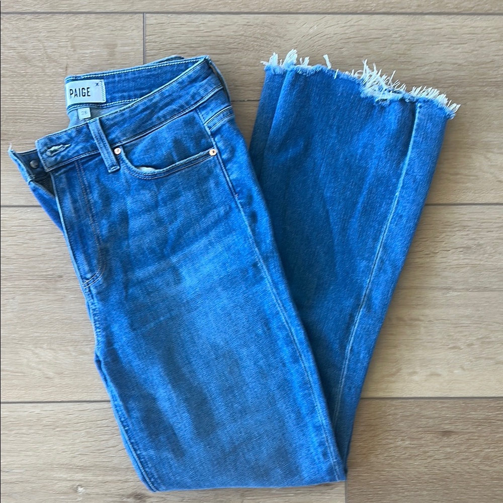 PAIGE Claudine Raw Hem High Waist Ankle Flare Jeans